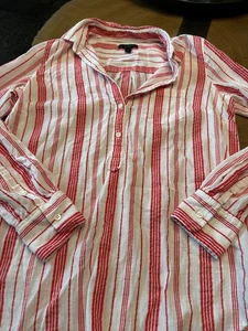 J CREW RED STRIPE POPOVER TOP WOMENS 4 HOLIDAY VALENTINE LAGENLOOK CLASSIC - Picture 1 of 5