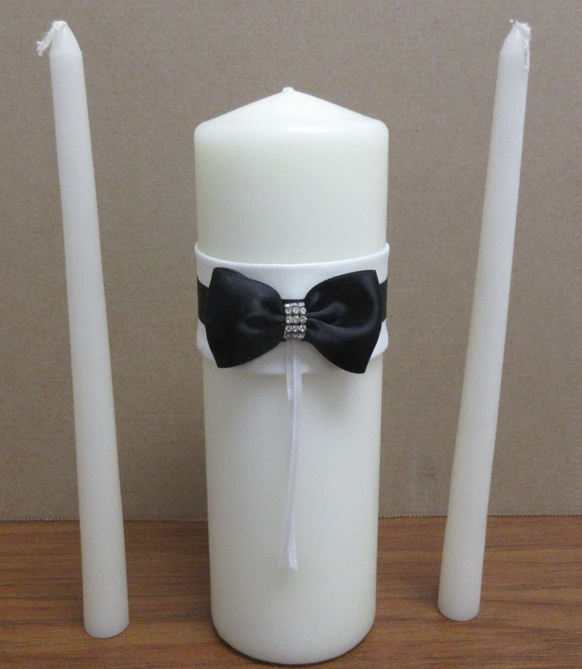 Juego de velas y cono blanco simple elegancia arco negro unidad boda Foto 1 de 1
