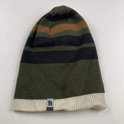 The North Face Gorro Toque Adulto Talla Única Verde Crema Reversible Acanalado Sombrero Y2K Foto 1 de 4