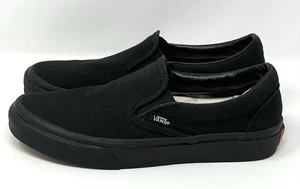 Vans Classic Slip-on Canvas Shoes Sneakers Black on Black | Mens 6 | Womens 7.5 - Picture 1 of 9