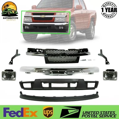 Kit de montaje de parachoques delantero cromado y rejilla para Chevrolet Colorado 2004-2012 Foto 1 de 4