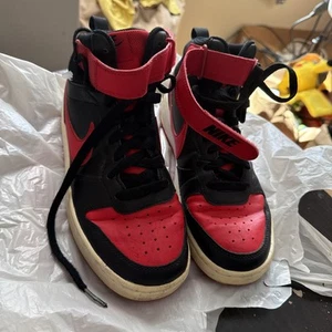 Nike Boys Court Borough Mid 2 CD7782-003 Black/Red Basketball Sneakers Size 6Y - Picture 1 of 9