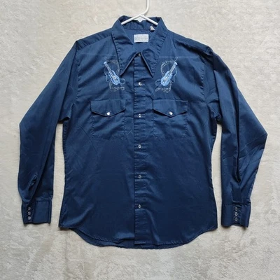 Vintage K-mart Embroidered Western Shirt Permanent Press Rockabilly Cowboy Large - Image 1 of 4