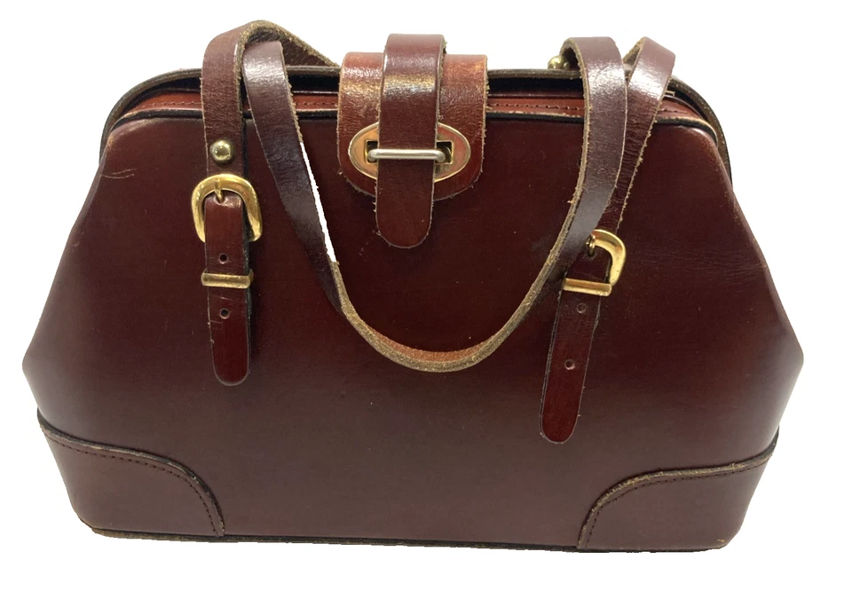 Rare Vtg 60s/70s Zenith Large Leather Satchel Doctor Bag Structured Handbag - Image 1 of 4