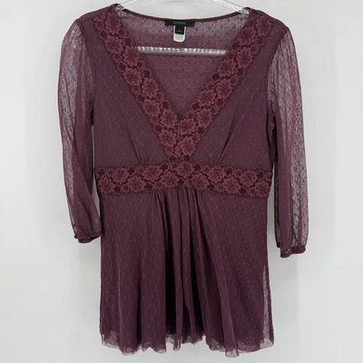 Top Babydoll Vintage Express para mujer con ribete de encaje grande caprichoso oscuro romántico Y2K Foto 1 de 4