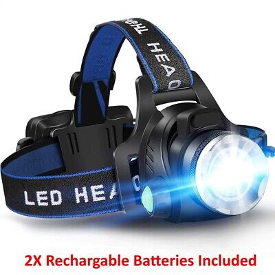 25000LM LED Headlamp Rechargeable Headlight Zoomable Head Torch Lamp Flashlight • 11.75$