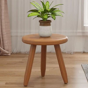 12.6" Rubber Wood Plant Stand & Small Stool Multi-Functional Natural Wood Sto... - Picture 1 of 9