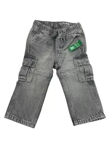 Baby Gap Gray Denim Cargo Pants With Elastic Waist & Pockets Size 18-24M - New - Picture 1 of 9