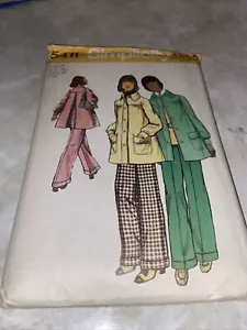 Traje pantalón Simplicity 5411 patrón talla 14 busto 36” cintura 28” pierna ancha sin cortar años 70 - Imagen 1 de 4