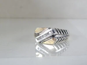 Vintage Sterling Silver 925 and 14K Gold Cable Mens Womens Ring Size 9.5 - Picture 1 of 20
