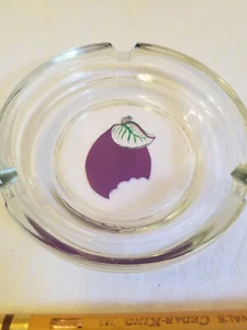 Vintage Purple Plum Eggplant ? Eat Missing Bite Out Glass Ashtray - Picture 1 of 3