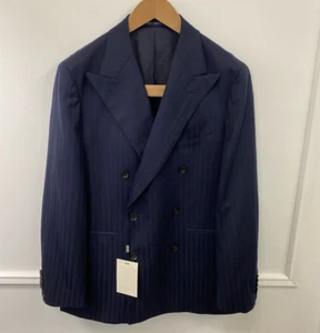 Men Suitsupply Blazer La Spalla Peak Double Breasted Size 23 EU46S UK/US36S - Imagen 1 de 8