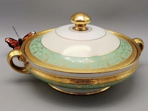 Tirschenreuth Porzellan Empire 518 Gemüseschale 24 Karat Golddeckel P.T. - Bild 1 von 11