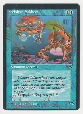 Miscut Silver Signed Vodalian Soldiers MP Artist Melissa A. Benson MTG Misprint! - Image 1 of 2
