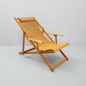 2 Stück Vintage 50s Liegestuhl Deckchair Japan Bambus GZ