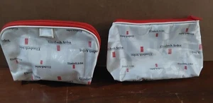 Elizabeth Arden Travel Case Make-Up Cosmetic Zippered Bag 2pc White Red - Imagen 1 de 3