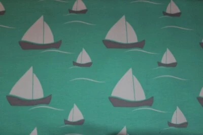 Swafing Sweatshirtstoff Raik Segelboote Mint-Weiß - Bild 1 von 3