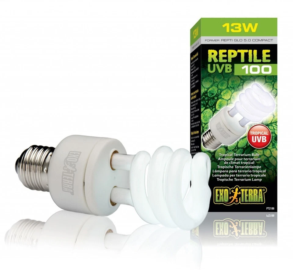 Exo Terra Lampe Reptile UVB100 13W - Reptiles Tropicaux Et Subtropicaux - Photo 1/2