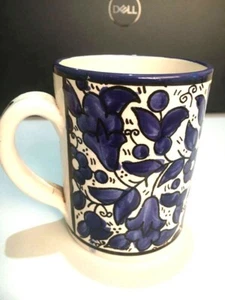 Ceramic Mug Hebron Crafts Handmade Painting Tea Coffee Decor Navy Blue Pattern - Picture 1 of 12