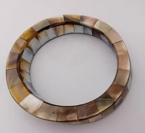 Mother Of Pearl Inlay asymmetric chunky Bangle - Picture 1 of 4