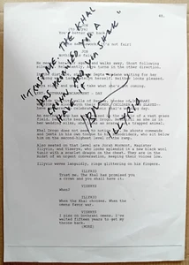 ORIGINAL AUTOGRAPHED GAME OF THRONES SCRIPT PAGE Unidentified Signature & quote - Picture 1 of 1