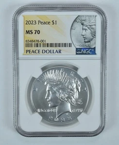 2023 Peace Silver Dollar MS70 NGC Anniversary Label - Picture 1 of 5