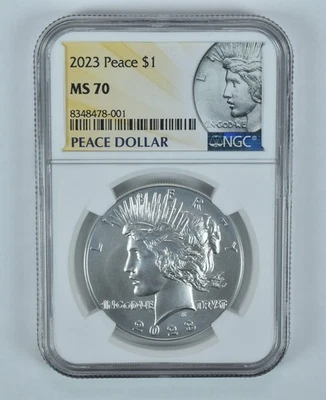2023 Peace Silver Dollar MS70 NGC Anniversary Label - Image 1 of 4