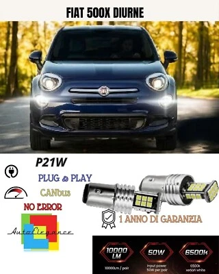 🥰COPPIA LUCI DIURNE DRL 24 LED P21W CANBUS 😍FIAT 500X FINO AL 2016 NO ERROR 6K - Immagine 1 di 2