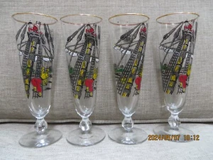 4 Vintage Libbey Pilsner Treasure Island Pirate Drinking Glasses MCM 10oz - Picture 1 of 8