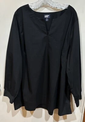 Blusa túnica Lands’ End para mujer negra Oeko-Tek manga larga talla 3X (24W-26W) Foto 1 de 4