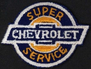 Vintage uniform patch CHEVROLET SUPER SERVICE die cut bow tie small hat n-mint+ - Picture 1 of 3