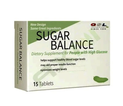 2 Boxes GSL SUGAR BALANCE SUPPLEMENT FOR HIGH GLUCOSE 15 TABLETS/BOX - Image 1 of 3