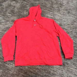 VTG Y2K Nike Hoodie Mens XL Red Center Swoosh Middle Check Sweatshirt Travis - Picture 1 of 6
