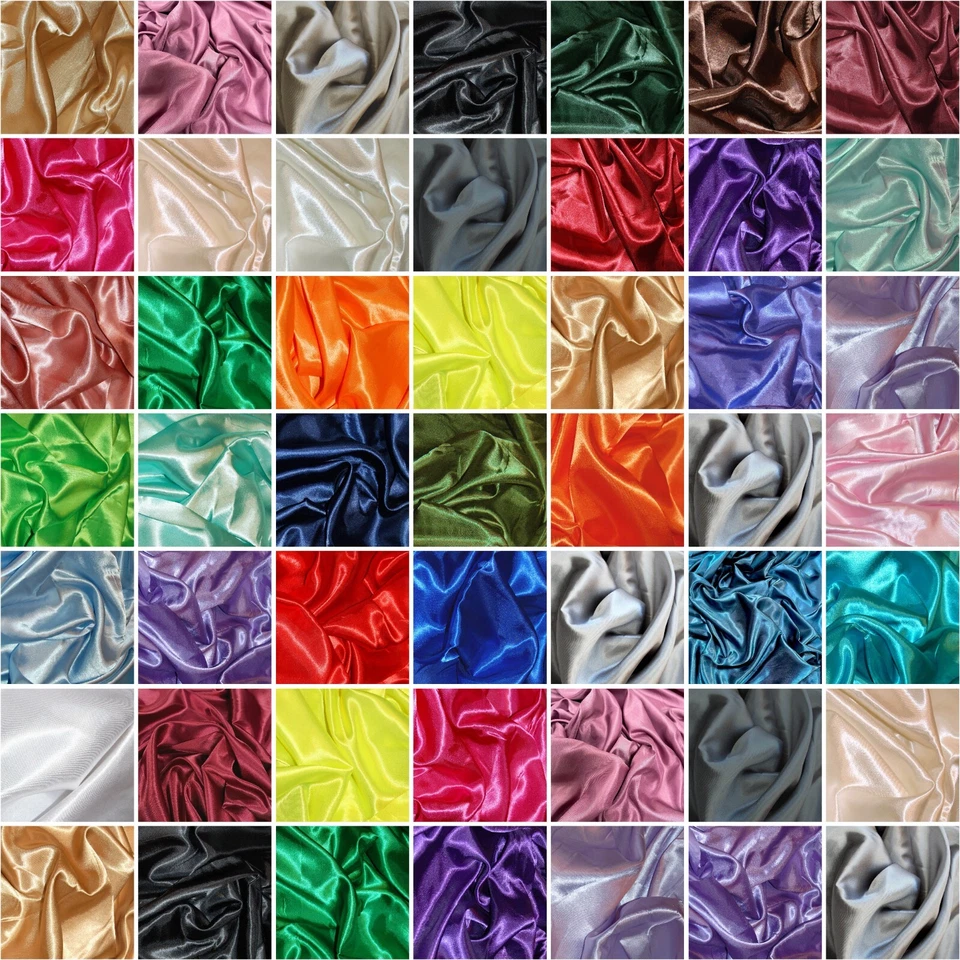 Silky Satin Dress Craft Fabric Plain Luxury Wedding Material 50colours150cm wide