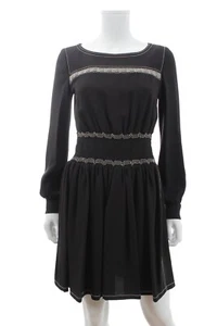 Prada Contrast-Stitch Shirred-Waist Crepe Dress / Black / RRP: £1,895.00 - Picture 1 of 4
