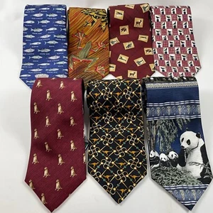 Lot of 7 Classic Animal-themed Neckties Silk Pre-owned very good ties - Picture 1 of 12