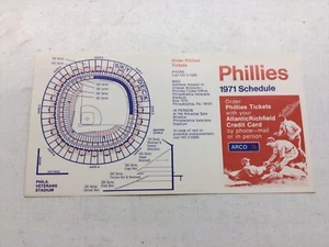 1971 Philadelphia Phillies Arco Gas Baseball Pocket Schedule Unfolded Mint - Picture 1 of 3