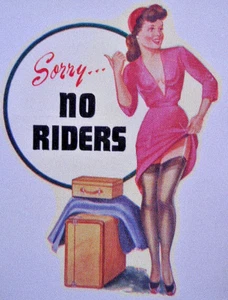 Calcomanía de viaje de colección Pinup autoestopista niña Hot Rod Risque GGA equipaje antiguo original - Imagen 1 de 2