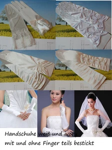 Brauthandschuhe Gloves Handschuhe Brautschmuck Hochzeit schwarz weiß elbenbein - Bild 1 von 18
