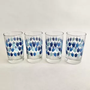 Juego de 4 vasos para beber con patrón Dreidel 8 oz 4 pulgadas taza azul Hanukkah - Imagen 1 de 6