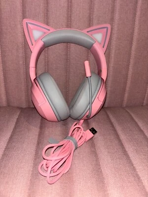 Razer Kraken V2 Quartz Over the Ear Headset Pink LED for PC - Image 1 of 2