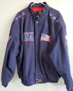 Jeff Hamilton Spirit of America Men's Bomber Jacket Sz 3XL - Blue (PRE-OWNED) - Picture 1 of 23