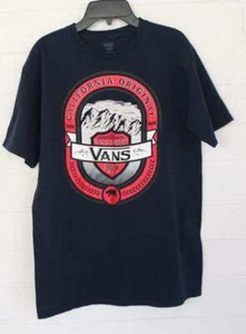 Vans Off the Wall California Original Size Medium Logo Navy Blue T-Shirt - Picture 1 of 4