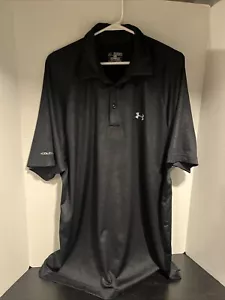 Black Button Under Armour Heat Gear Collar Shirt 2XL - Picture 1 of 4