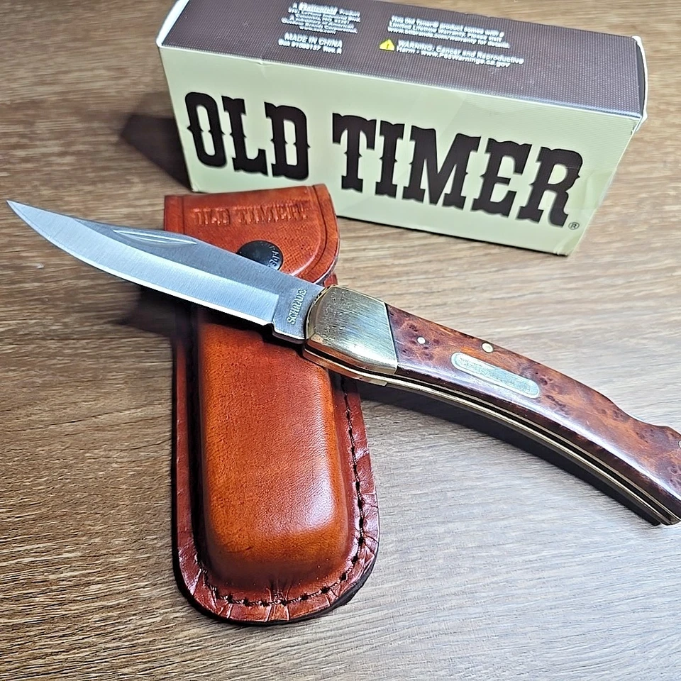 Old Timer 60TW Schrade Lock Back Ironwood Latón Refuerzos con Funda "Golden Bear" Foto 1 de 4