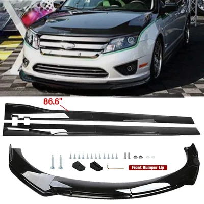Front Bumper Lip Spoiler Splitter Body Kit+ Side Skirt For Ford Fusion - Image 1 of 4