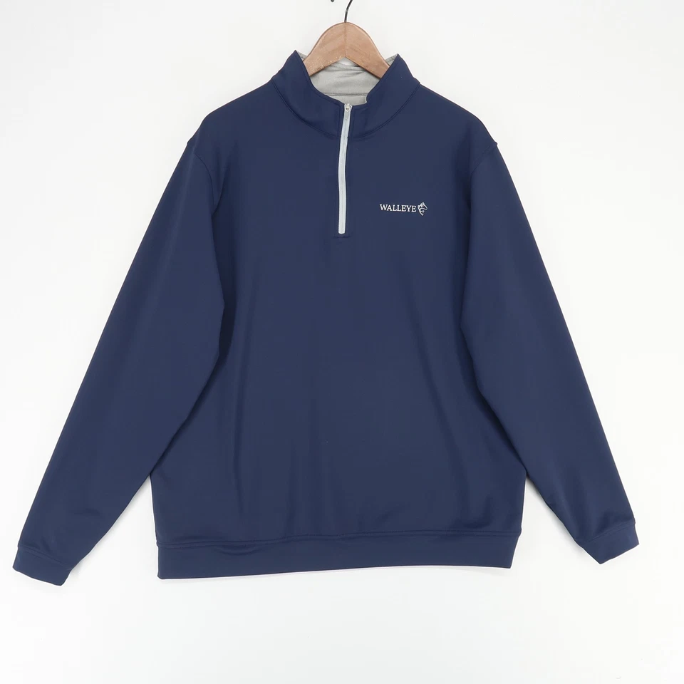 Pullover Peter Millar con cremallera de cuarto para hombre XL azul marino elástico golf logotipo Walleye Foto 1 de 4