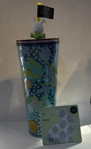 STARBUCKS New 2025 Easter Bunny 24 oz. Tumbler w silicone rabbit ๐ฐ & Card - Picture 1 of 8