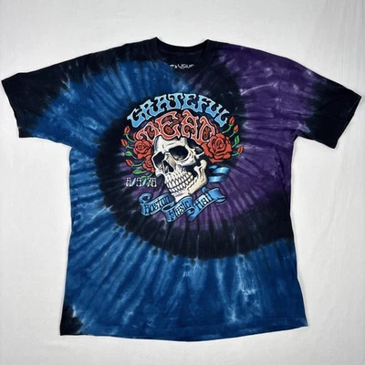 Grateful Dead 液体蓝色衬衫男式 XL 领带染料波士顿音乐厅死头 — 第 1/4 张图片