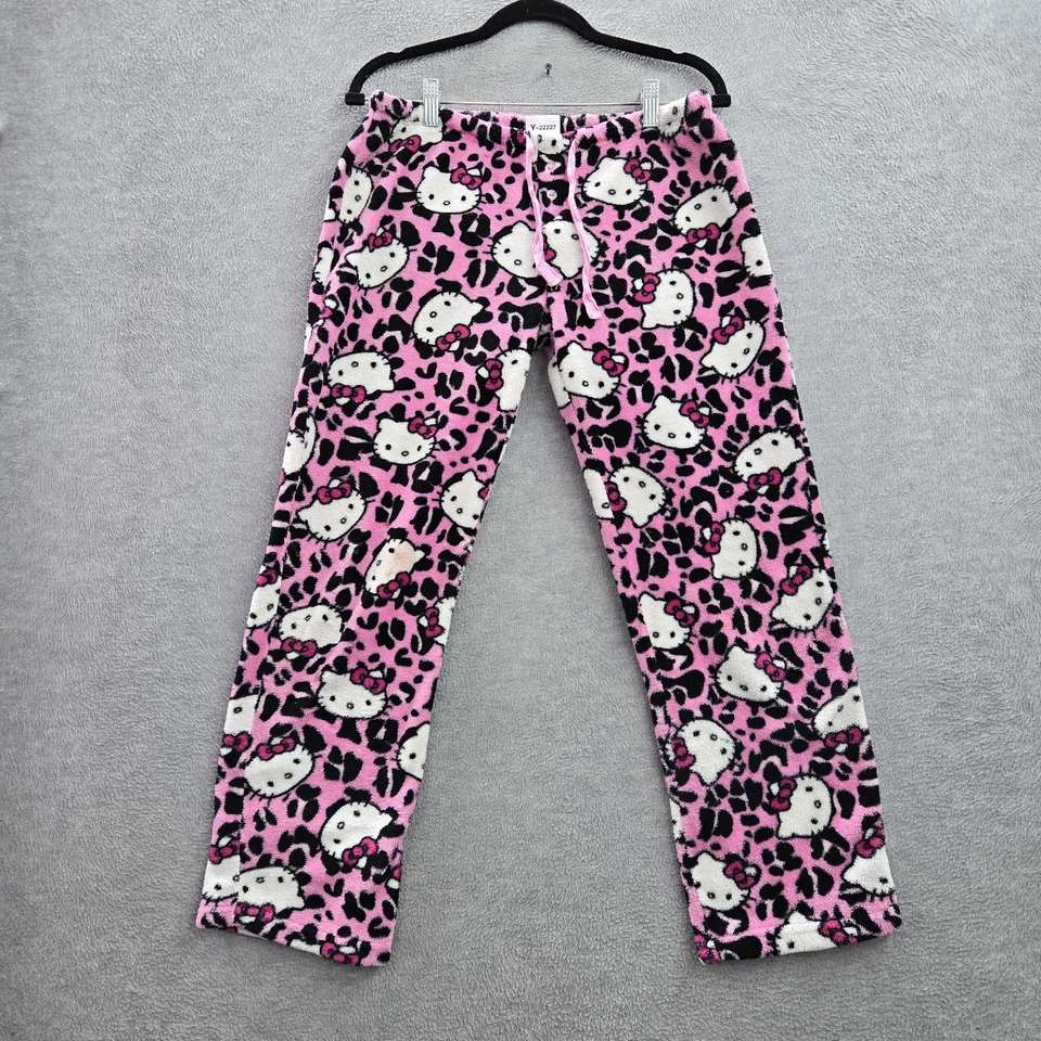Sanrio Mujeres Ropa de Dormir PEQUEÑO Rosa Pijama Pantalones Estampado Animal Vellón Hello Kitty Foto 1 de 4